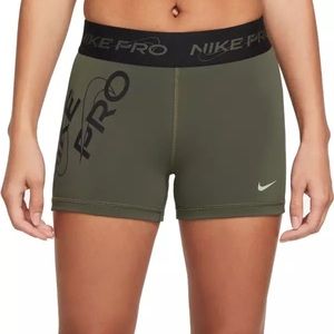 Nike Women's Pro Dri-FIT Mid-Rise 3" Graphic Training Short (Green)